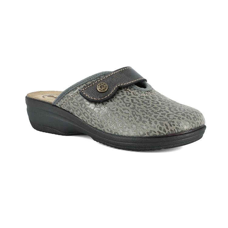 Image de PANTOFOLE LEOPARDATE A STRAPPO PLANTARE IN PELLE - LV13
