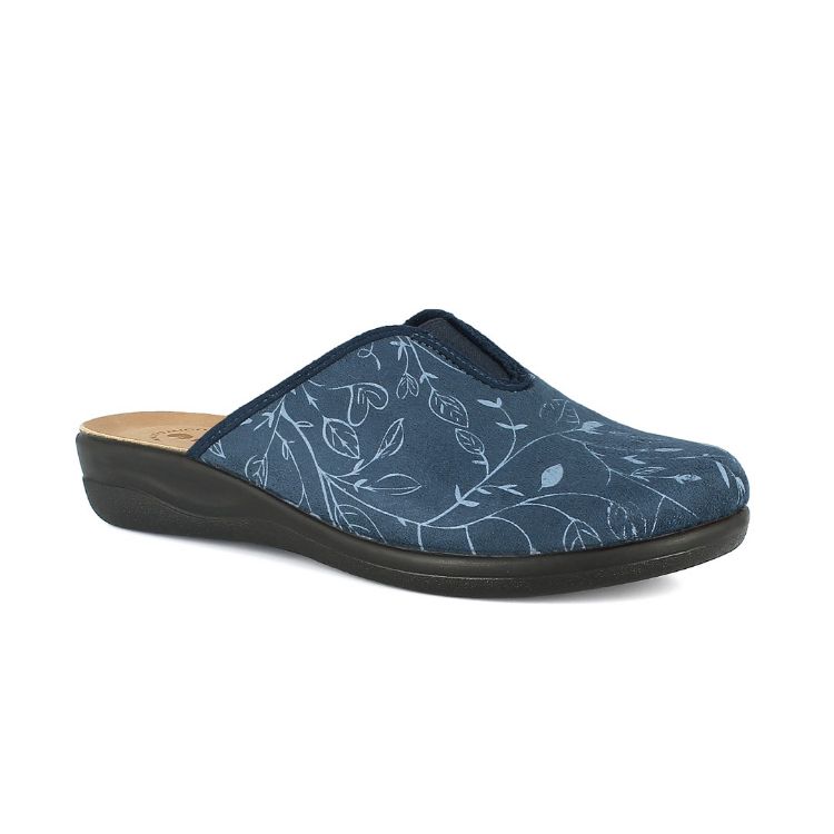 Immagine di PANTOFOLE CON ELASTICO E DISEGNO FOGLIE - CF49