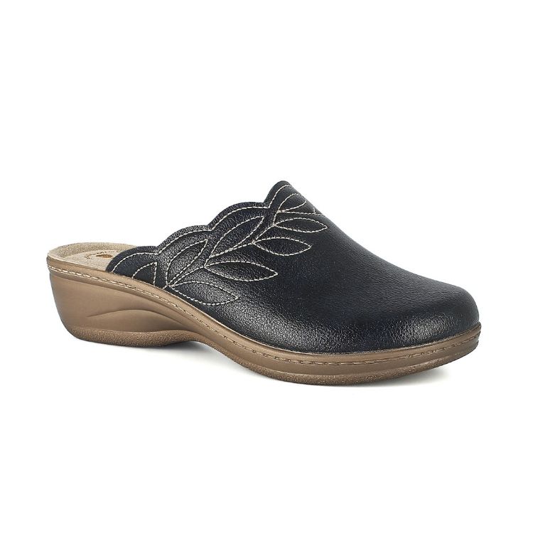 Immagine di PANTOFOLE ECOPELLE RICAMO A FOGLIA - LY78