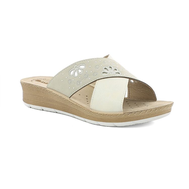 Immagine di SANDALI DOPPIA FASCIA TRAFORO FIORATO - FC68