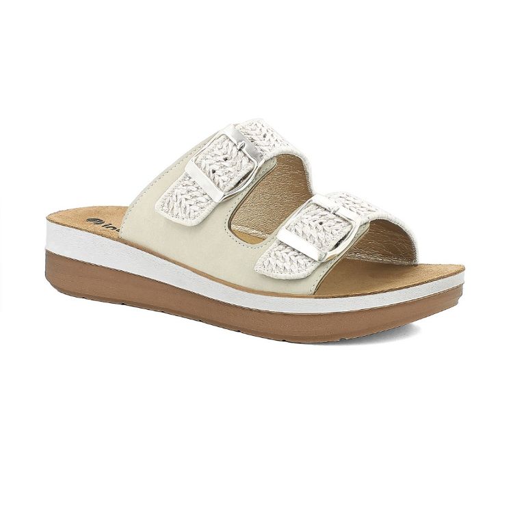 Immagine di CIABATTE DOPPIA FIBBIA RAFIA METALLIZZATA - FT28